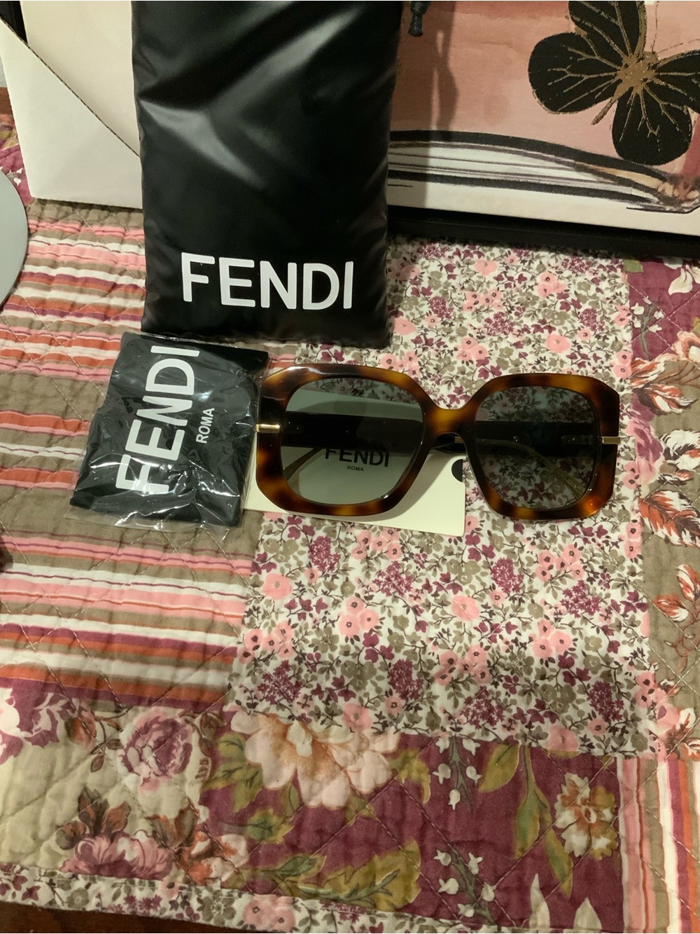 Fendi Women's Brown Tortoiseshell Square Sunglasses with Gradient Lenses - Picture 2 of 7